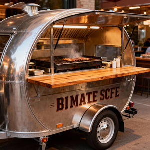 Camion de restauration rapide, bar mobile, remorque à glaces, café mobile, cuisine mobile en acier inoxydable, remorque alimentaire vintage avec équipement complet - Product Image 6