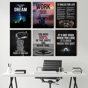 Citations de motivation pour la vie sportive Images d'art mural de style Art déco sur toile pour la décoration de la salle de sport et de la maison - Product Image 3
