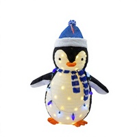Decorazione Natalizia da Giardino Jinyue, Pinguino Luminoso LED Bianco IP44 Impermeabile, Telaio in Filo Metallico, Manuale, AC 110V 220V