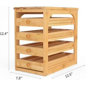 4 Tier <b>Kitchen</b> <b>Storage</b> Rack Bamboo Spice Racks Drawer Bamboo Spice Rack Organizer for Countertop - Product Image 3