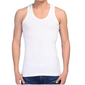 100% Katun Rajutan Polos Tipis Tank Top Di Pria Singlet Grosir