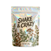 Sachet Doypack de 3,5 grammes, pochette verticale de 1/8 oz, fermeture éclair résistante aux enfants, emballage pour fleurs séchées, film barrière anti-odeur, sac holographique en Mylar