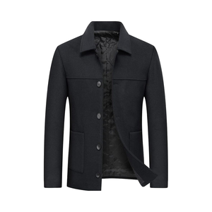 Veste polaire écologique pour <span class=keywords><strong>homme</strong></span>, col rabattable, épaisse, en laine, chaude pour l'hiver, coupe ajustée, décontractée, couleur unie, simple boutonnage - Product Image 1