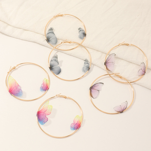 Pendientes de Aro Grandes de Seda Colorida de Doble Capa, Elegantes y Chapados en Oro, Joyería de Moda para Mujer - Product Image 2