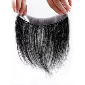 Peça de cabelo humano frontal 100%, para homens, substituição de cabelo grande área v laço frontal com fitas para homens remy