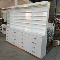 Meuble de salon de manucure de haute qualité, design moderne, couleur blanche, avec éclairage LED, support à vernis à ongles sur pied avec tiroirs