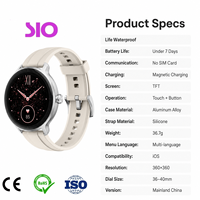 Montre connectée Business Round 36/40 mm, boîtier en alliage d'aluminium, appels, fréquence cardiaque, oxygène sanguin, compatible iOS, vente en gros