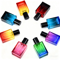 Flacon de parfum carré de luxe de 30 ml, flacon de parfum vide en verre coloré avec vaporisateur et couvercle