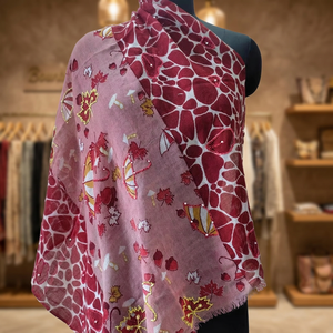Mayuri Creations Luxury Hand Painted Silk Wool Autumn Long Scarf Floral Print Embroidered Ladies <b>Wrap</b> Bulk - Product Image 3