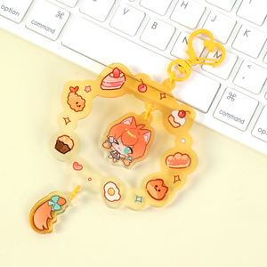 Vograce Custom Acrílico Stand Cartoon Design Transparente Impressão Acrílica Charme Grinalda Acrílica Dangling Shaker Keychain - Product Image 1