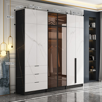 Meubles de chambre à coucher avec porte miroir, planche en particules blanches, miroir d'armoire double couleur
