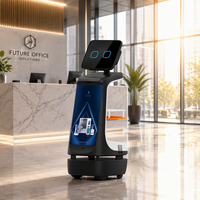 Robot d'affichage publicitaire commercial autonome, robot d'accueil IA à mouvement autonome, écran tactile, guide vocal pour les expositions, le commerce de détail et l'hôtellerie