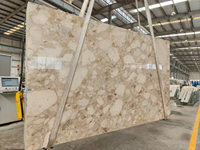 Dalles de marbre naturel jaune beige Kunis Breccia Veneziana Ceppo Cream polies pour sols et murs de salle de bain, plans de toilette et escaliers