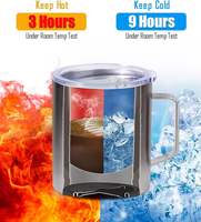 Couvercle de tasse à café de voyage écologique 12/14 oz, en acier inoxydable isolé, avec poignée, double paroi sous vide, pour boissons chaudes