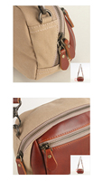 Tas Selempang Kecil Wanita Model Vintage dari Kanvas dan Kulit Asli untuk Sehari-hari
