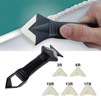 Kit d'outils de calfeutrage manuel en silicone HAIHUA, tête en acier inoxydable, outil de décapage de mastic, couteau à mastic, 3 grattoirs pour coins de verre, outil de jointoiement