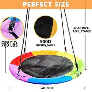 Balançoire ronde réglable pour jardin extérieur, balançoire en forme de soucoupe volante avec LED colorées pour enfants et adultes - Product Image 4