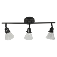 Lustres d'intérieur à 3 lumières Lampes suspendues Finition marron Lumière sur rail fixe Abat-jour en verre clair Matériau en fer Base d'ampoule E12 Moyen