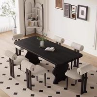 Table à manger rectangulaire de style rétro français moderne, en bois massif, style mid-century, ensemble de meubles de salle à manger pour les petits foyers