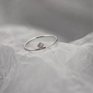 Dylam Basic Stackable Sterling <b>Silver</b> 925 Wedding Band Highly Polished Square CZ Small <b>Rings</b> Minimalist Style <b>Silver</b> <b>Ring</b> - Product Image 6