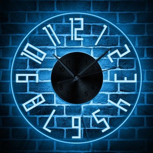 <b>LED</b> Light Up Wall Clock 24 Hour <b>Number</b> Display Modern Decorative Timepiece for Home Office Bar - Product Image 4