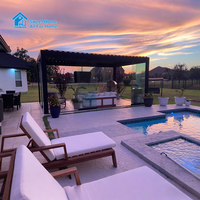 Pergola de luxe en aluminium pour l'extérieur, gazebo personnalisé avec LED, imperméable, écologique, facile à assembler, revêtement poudré, nature