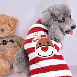 Pull rayé rouge pour chiens et chats, vêtements chauds d'automne et d'hiver, vêtements pour animaux de compagnie Teddy Maltese - Product Image 3