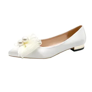 Туфли-бабочки женские на низком каблуке, элегантные свадебные туфли, Классические Вечерние дизайнерские, белые, 2021