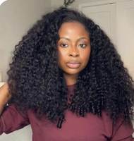 Wig rambut manusia natural Black Burmese Curl dengan Twist Half Wig, tanpa lem, mudah dipasang, pas dan aman untuk wanita kulit hitam