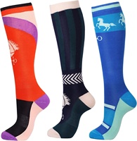 Qualité supérieure Chaussettes d'équitation équestres à tricoter sans couture personnalisées Logo antidérapant positionné en bas