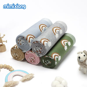 <span class=keywords><strong>Mantas</strong></span> para Bebé Mimixiong Oeko Tex, Nuevo Diseño, Adorable Patrón de Arcoíris, Envoltura para Bebé, <span class=keywords><strong>Mantas</strong></span> de Punto Jacquard - Product Image 2