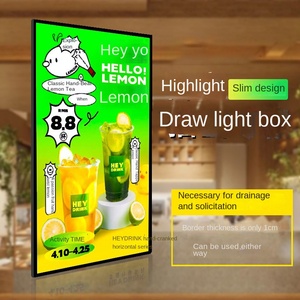 Boîte à lumière LED ultra-mince en alliage d'aluminium en verre trempé panneau d'affichage mural suspendu pour affiche lumineuse Menu Illustration - Product Image 1