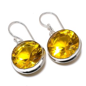 Pendientes colgantes hechos a mano con piedra preciosa natural de citrino naranja y plata, 1.46 pulgadas, joyería para mujer, precio al por mayor. - Product Image 4