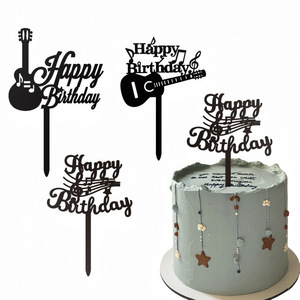 Decoración para Pastel de <span class=keywords><strong>Cumpleaños</strong></span> con Notas de <span class=keywords><strong>Guitarra</strong></span> y Bajo Estilo Instagram, para Envíos Internacionales - Product Image 1