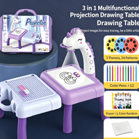 Grande Table de Dessin et de Construction en Plastique pour Enfants, Motif Cerf de Dessin Animé, avec Diapositives, pour Gribouiller et Écrire, pour 5 à 7 Ans