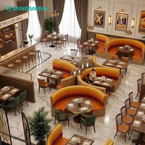 Ensemble de banquettes de restaurant MINGMENG en forme de L, structure en bois, revêtement en cuir, design rétro pour salle à manger - Product Image 5