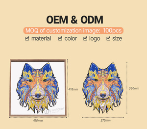 <span class=keywords><strong>Puzzle</strong></span> en bois Wincent Tête de loup Mandala Art Forme d'animal unique Kit de bricolage fantaisie Décoration intérieure Cadeau Adultes Enfants - Product Image 3