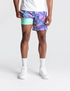 Custom Logo Vintage Anti-Wrinkle Streetwear Casual Men Elastic Waistband <b>Layer</b> Pockets Sports Running Gym Shorts Sublimation - Product Image 4