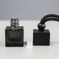 Flacon de parfum pour voiture en bois avec couvercle noir transparent de 8 ml - Diffuseur d'huiles essentielles, désodorisant pour voiture, flacon vide