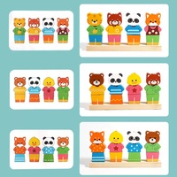 Juguete de Bloques de Madera para Vestir Animales, Figuras de Tigre, Panda y Zorro, Juguete Educativo de Clasificación para Niños Pequeños