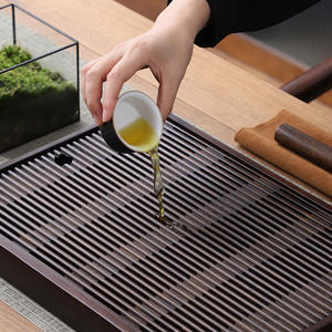 Plateaux à thé en bambou en gros avec drainage, petits plateaux de drainage domestiques, plateaux pour la préparation du thé, tables à thé avec réservoir d'eau, thé Kung Fu - Product Image 1