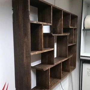 Estante de Exhibición de Madera Maciza de Estilo Chino, Montado en la Pared, Irregular, con Múltiples Compartimentos, para Estudio, Sala de Té, Diseño Antiguo - Product Image 1