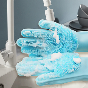 Gants de lavage de vaisselle en <span class=keywords><strong>silicone</strong></span> de qualité alimentaire avec brosse, antidérapants et résistants à la <span class=keywords><strong>chaleur</strong></span> - Product Image 3
