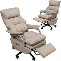 Fauteuil de bureau exécutif moderne en cuir, pivotant, avec appui-tête réglable électriquement et hauteur réglable, pour bureau à domicile