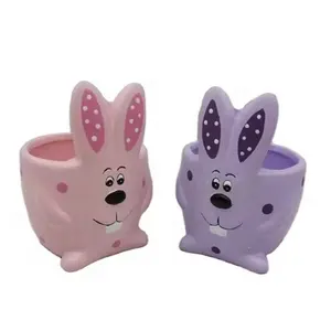 Cute Cartoon Animal Rabbit Succulent Pots Mini Creative Cactus Pots Desktop Decoration Ceramic Flowerpot