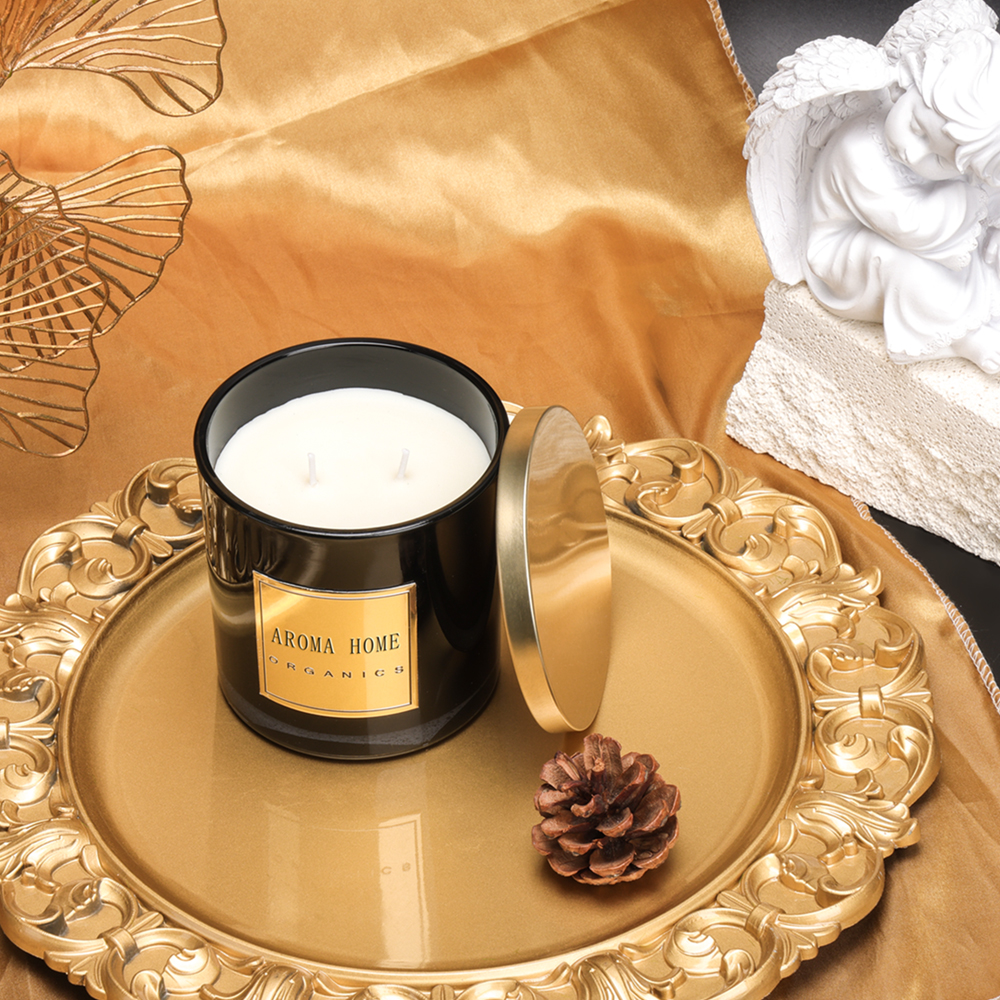 درب فلزی طلایی بطری شیشه ای مشکی موم خانگی شمع سویا لیبل خصوصی 14OZ 400 گرم 5