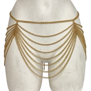 Chaîne de taille drapée multicouche dorée de luxe sexy, bijou de corps pour femme, idéale pour bikini, fiançailles, été, plage, soirée, ajourée - Product Image 5