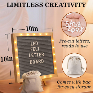 Tableau à lettres réglable en feutre avec lumières LED intégrées pour les menus personnalisés Annonces de grossesse Mariages Plus - Product Image 6