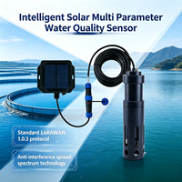 Capteur de qualité de l'eau multi-paramètres solaire LoRaWAN 5-en-1 (pH/CE/Oxygène Dissous/Température/Turbidité) autonettoyant IP68