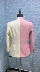 Abito da uomo personalizzato stile tinta unita metallizzato giacca rosa bianca giacca <span class=keywords><strong>Blazer</strong></span> in poliestere Rayon matrimonio festa del ballo di fine anno cena abito da smoking - Product Image 4